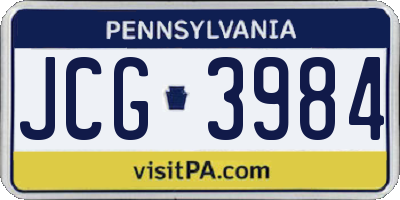 PA license plate JCG3984