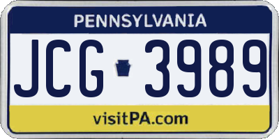 PA license plate JCG3989