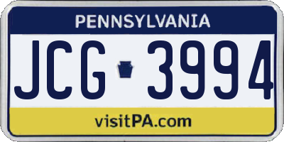 PA license plate JCG3994