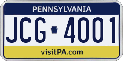 PA license plate JCG4001