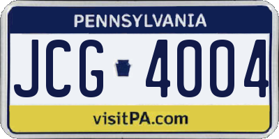 PA license plate JCG4004