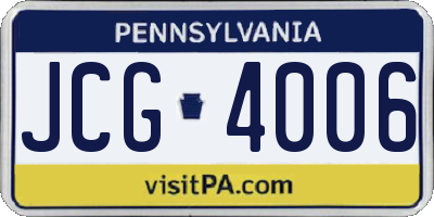 PA license plate JCG4006