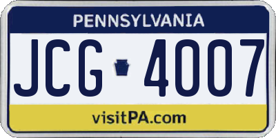 PA license plate JCG4007