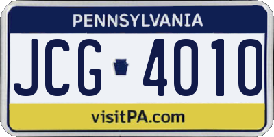 PA license plate JCG4010