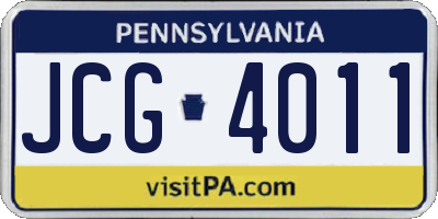 PA license plate JCG4011