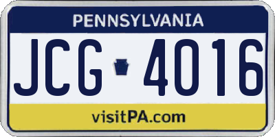 PA license plate JCG4016