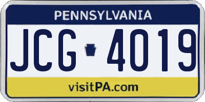 PA license plate JCG4019