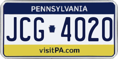 PA license plate JCG4020