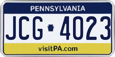 PA license plate JCG4023