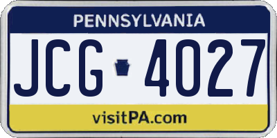 PA license plate JCG4027