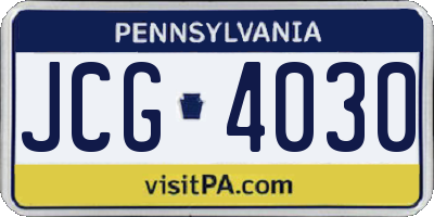 PA license plate JCG4030