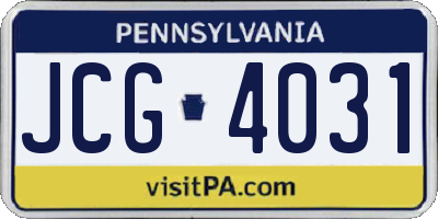 PA license plate JCG4031