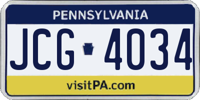 PA license plate JCG4034