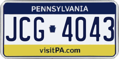 PA license plate JCG4043
