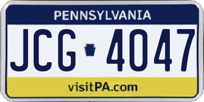 PA license plate JCG4047