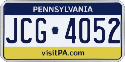PA license plate JCG4052