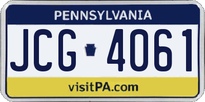 PA license plate JCG4061