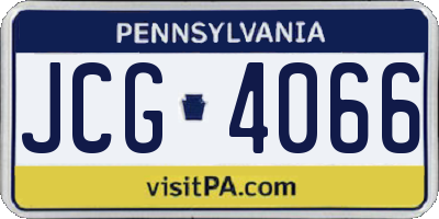 PA license plate JCG4066
