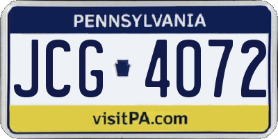 PA license plate JCG4072