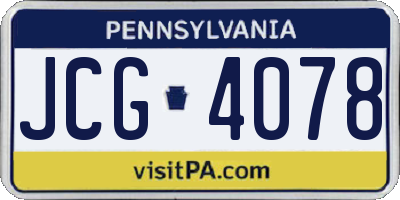 PA license plate JCG4078