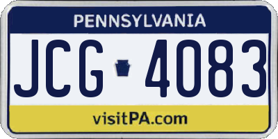 PA license plate JCG4083