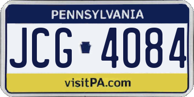 PA license plate JCG4084