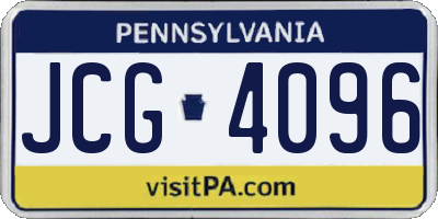 PA license plate JCG4096