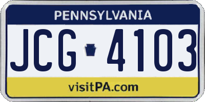 PA license plate JCG4103