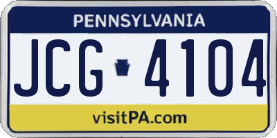 PA license plate JCG4104