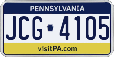 PA license plate JCG4105