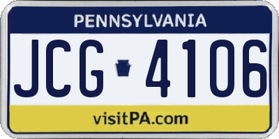 PA license plate JCG4106