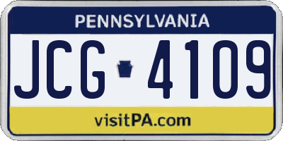 PA license plate JCG4109