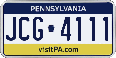 PA license plate JCG4111