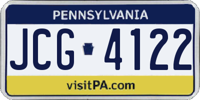 PA license plate JCG4122
