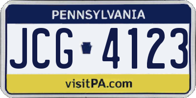 PA license plate JCG4123