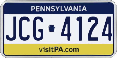 PA license plate JCG4124