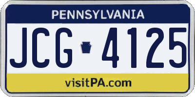 PA license plate JCG4125