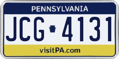 PA license plate JCG4131