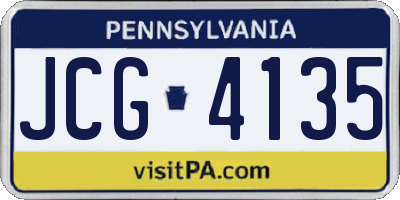 PA license plate JCG4135