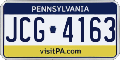 PA license plate JCG4163
