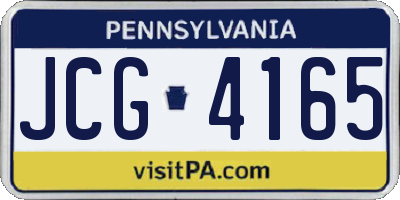 PA license plate JCG4165