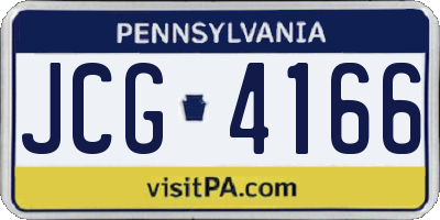 PA license plate JCG4166