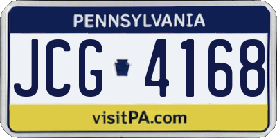 PA license plate JCG4168