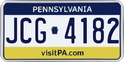 PA license plate JCG4182