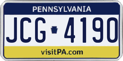 PA license plate JCG4190