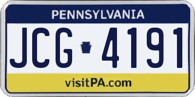 PA license plate JCG4191