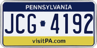 PA license plate JCG4192