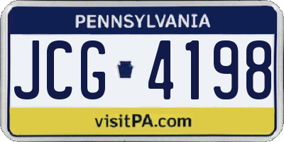 PA license plate JCG4198