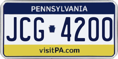 PA license plate JCG4200