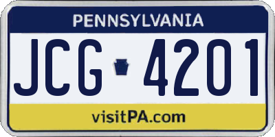 PA license plate JCG4201